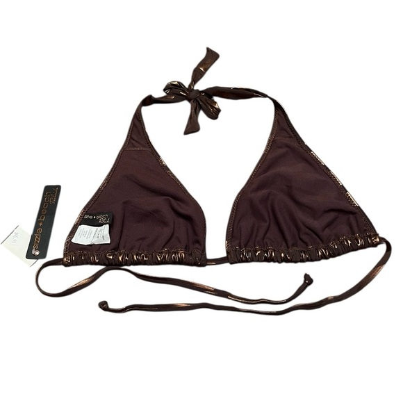 Sizzle Beach Poolside Brown Metallic Print Bikini Top D Cup - Picture 6 of 7
